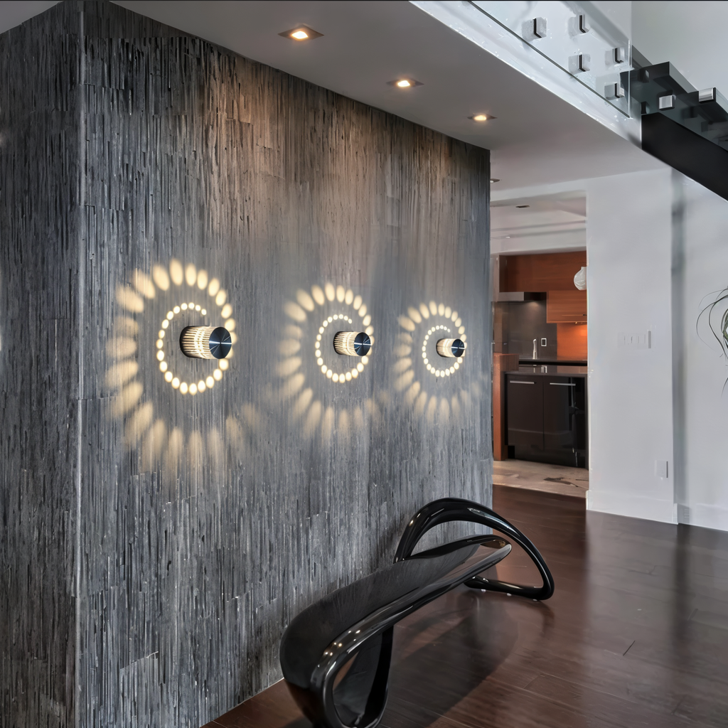 Lampe murale LED cylindrique avec effet spirale – lampe de design moderne