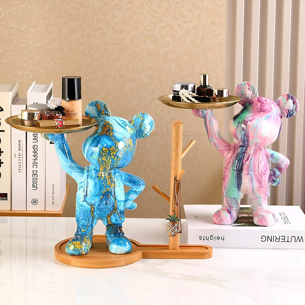 Luxe Bear - Figurine et Organisateur Multifonctionnel Fait Main en Résine