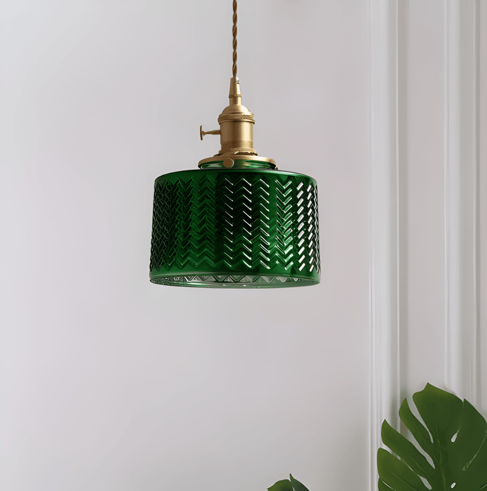 Suspension Verdano – Suspension nordique en verre vert strié