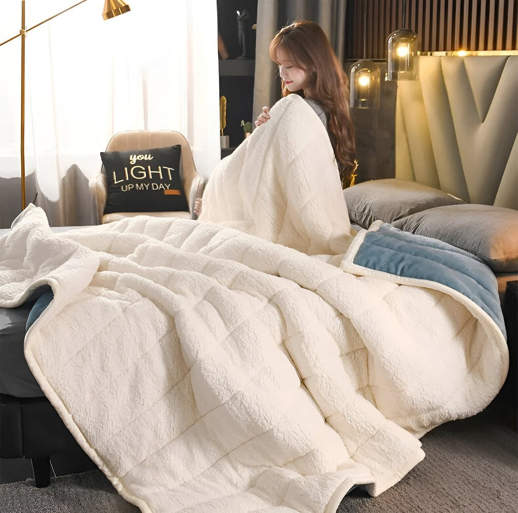 Couverture en polaire sherpa – plaid super doux et chaud pour canapé et lit
