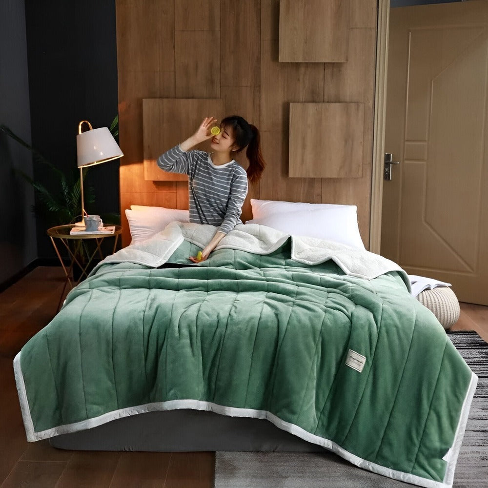 Couverture en polaire sherpa – plaid super doux et chaud pour canapé et lit