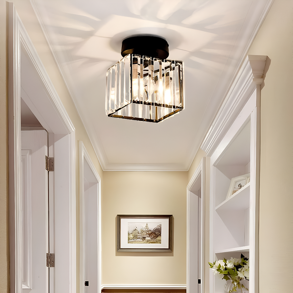 Crystalon Plafonnier – Plafonnier Moderne Minimaliste avec Détails en Cristal