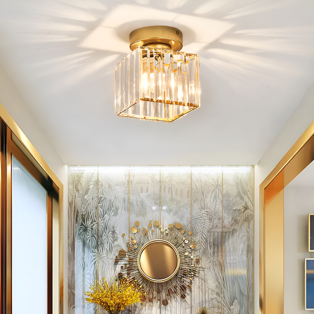 Crystalon Plafonnier – Plafonnier Moderne Minimaliste avec Détails en Cristal