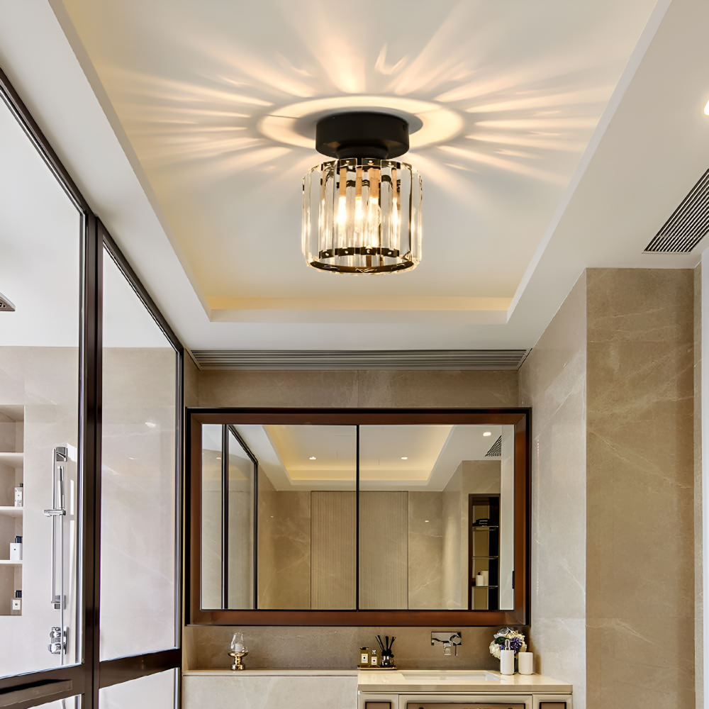 Crystalon Plafonnier – Plafonnier Moderne Minimaliste avec Détails en Cristal