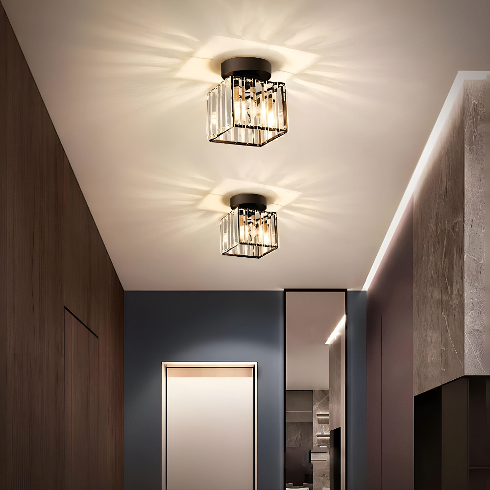 Crystalon Plafonnier – Plafonnier Moderne Minimaliste avec Détails en Cristal