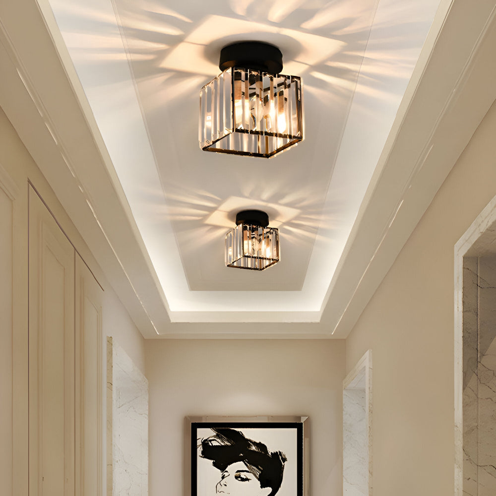 Crystalon Plafonnier – Plafonnier Moderne Minimaliste avec Détails en Cristal