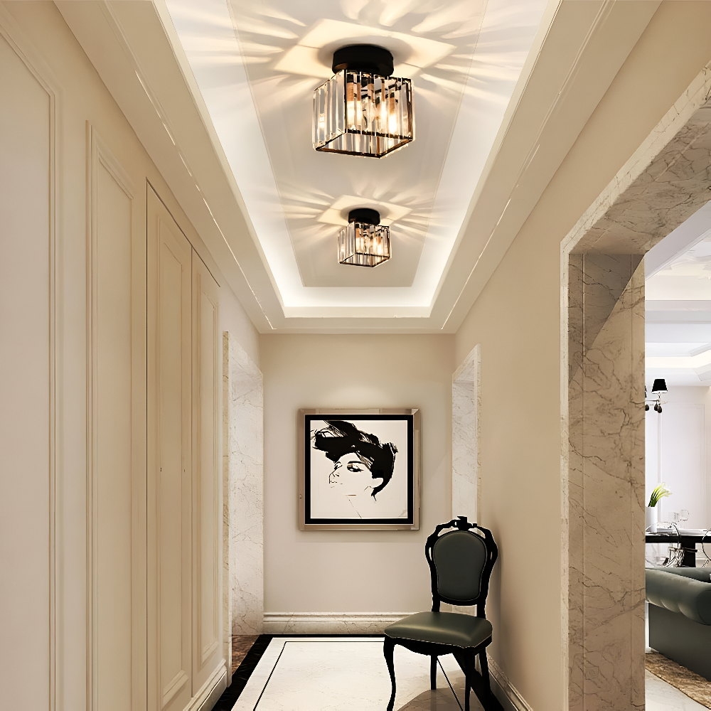 Crystalon Plafonnier – Plafonnier Moderne Minimaliste avec Détails en Cristal