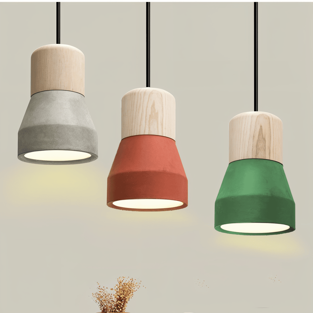 Concrea – Lampe de plafond en béton avec détails en bois