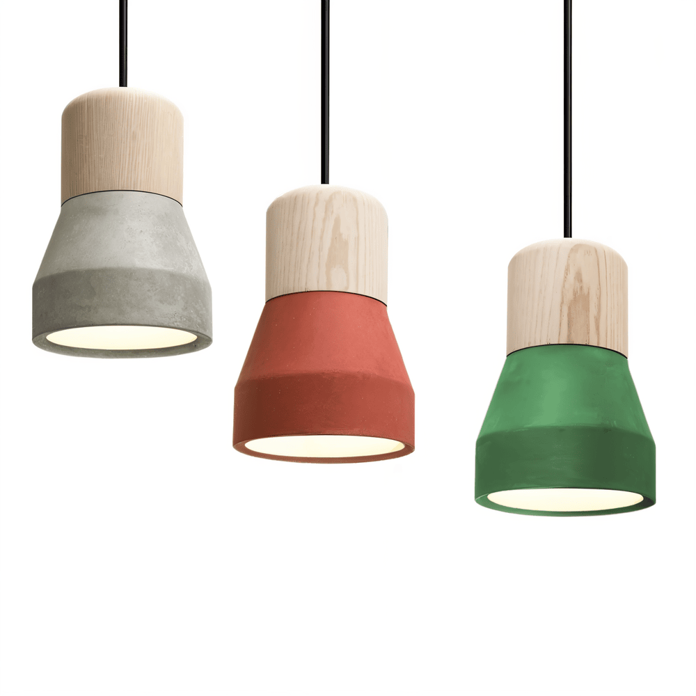Concrea – Lampe de plafond en béton avec détails en bois