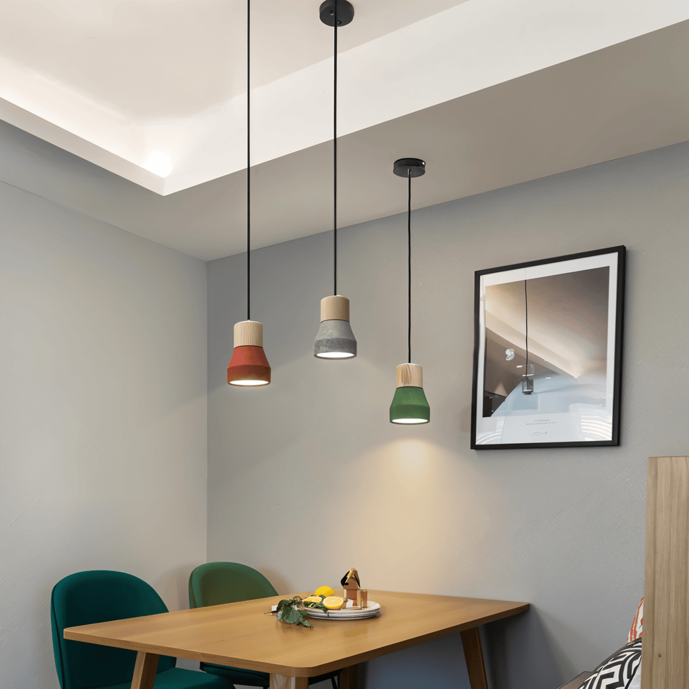 Concrea – Lampe de plafond en béton avec détails en bois