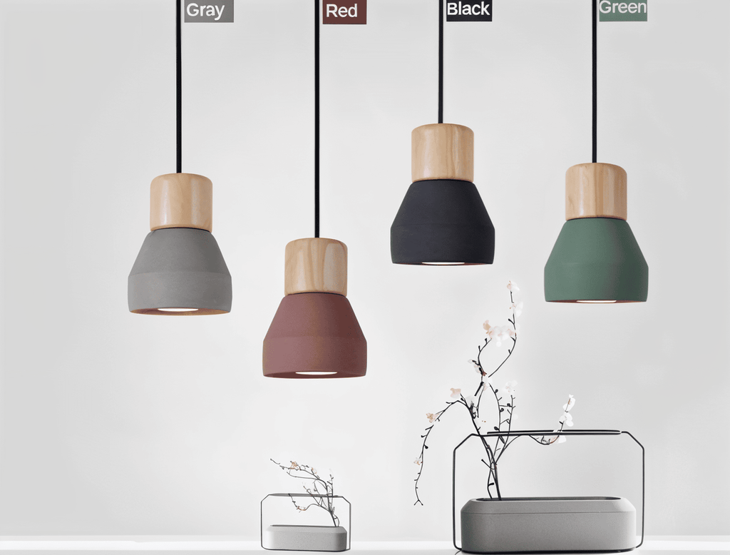 Concrea – Lampe de plafond en béton avec détails en bois