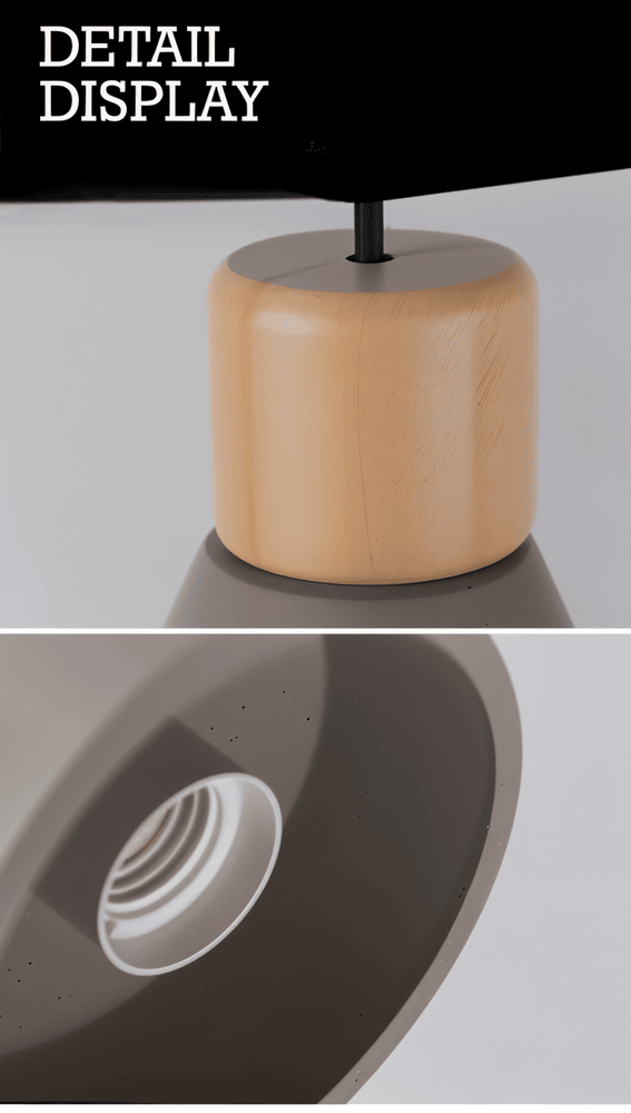 Concrea – Lampe de plafond en béton avec détails en bois