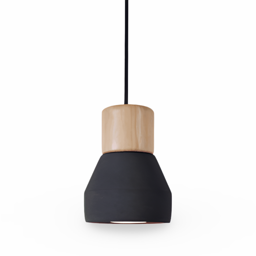 Concrea – Lampe de plafond en béton avec détails en bois