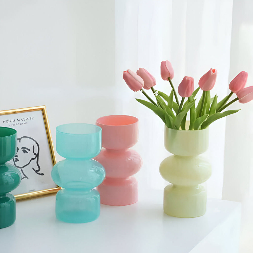Vases en verre nordiques polyvalents de différentes couleurs pour une décoration élégante