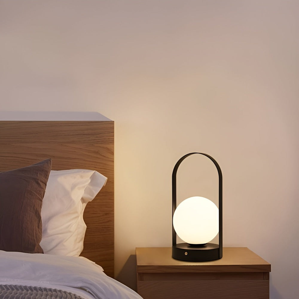 OrbitaLED - Lampe de table sans fil avec globe - Rechargeable et Inoxydable