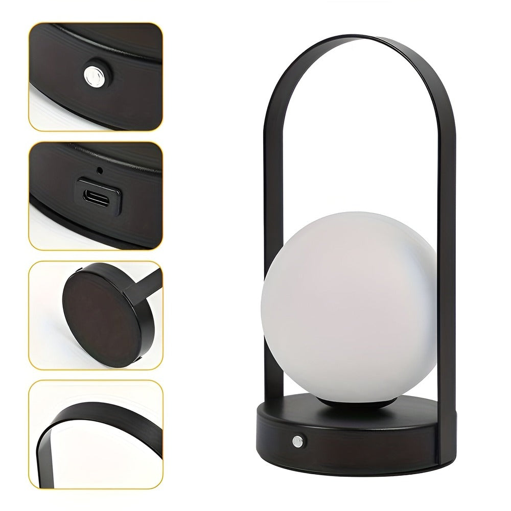 OrbitaLED - Lampe de table sans fil avec globe - Rechargeable et Inoxydable