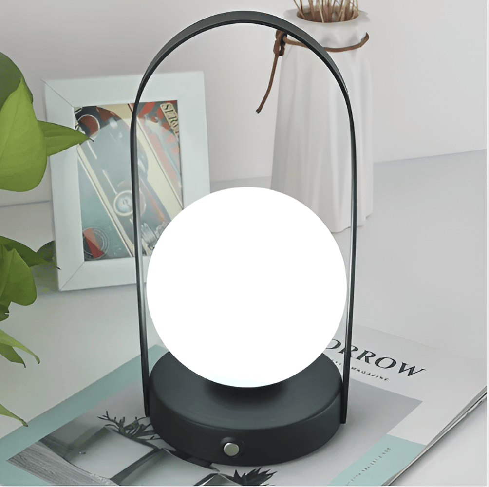 OrbitaLED - Lampe de table sans fil avec globe - Rechargeable et Inoxydable