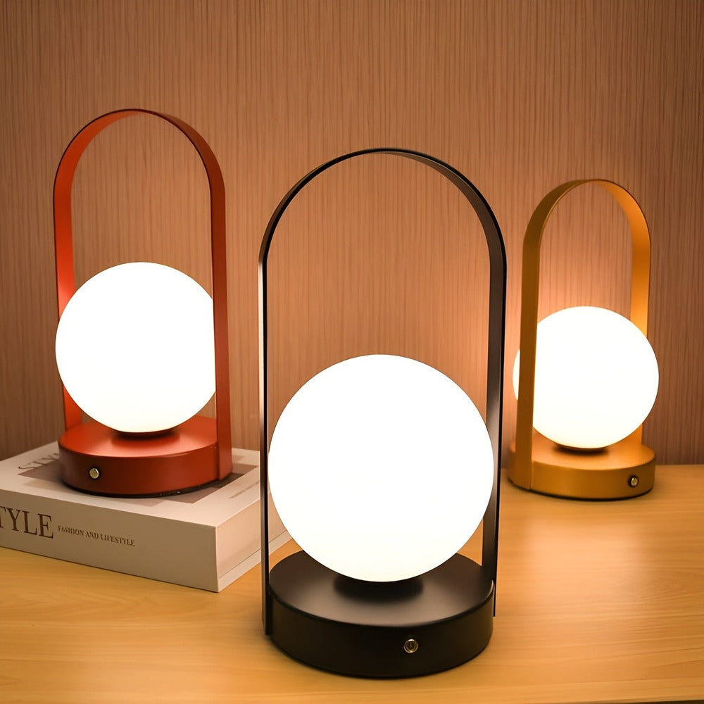 OrbitaLED - Lampe de table sans fil avec globe - Rechargeable et Inoxydable