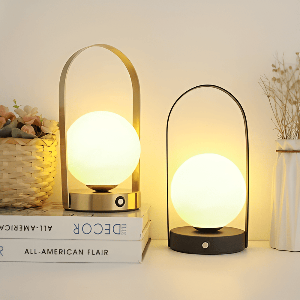 OrbitaLED - Lampe de table sans fil avec globe - Rechargeable et Inoxydable