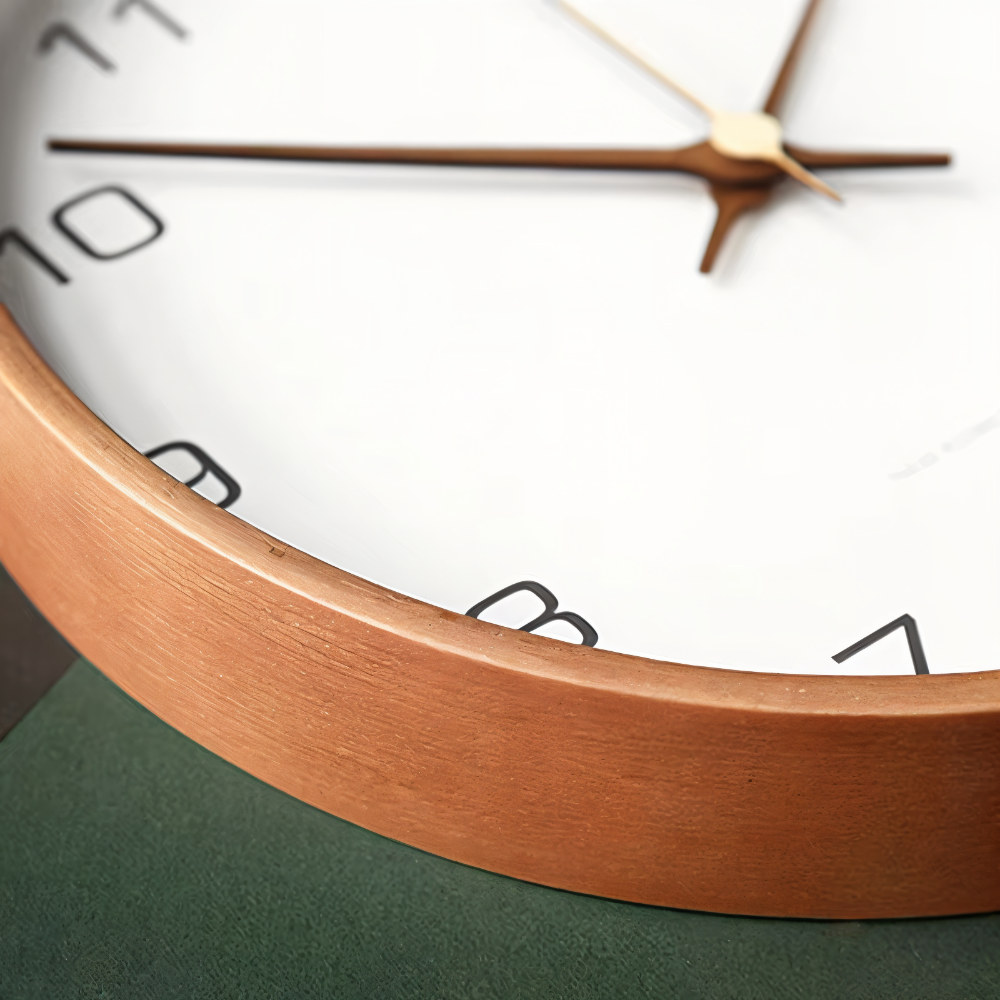 TimberOrb – Horloge Murale Ronde en Bois avec Mécanisme à Quartz Silencieux