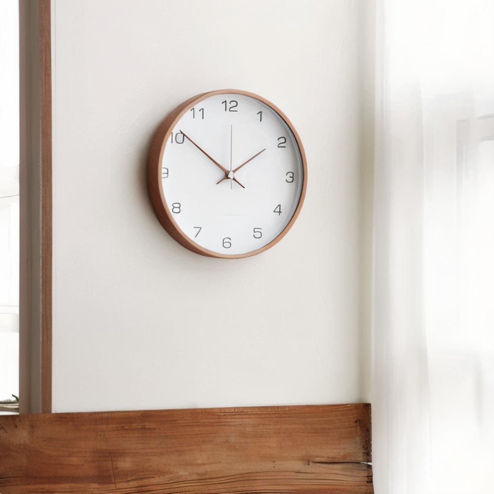 TimberOrb – Horloge Murale Ronde en Bois avec Mécanisme à Quartz Silencieux