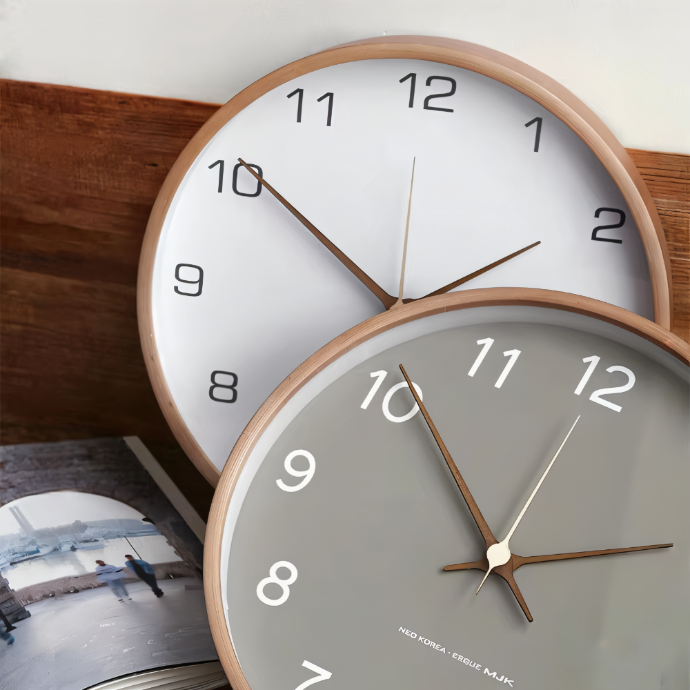 TimberOrb – Horloge Murale Ronde en Bois avec Mécanisme à Quartz Silencieux