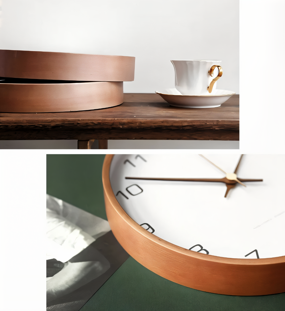 TimberOrb – Horloge Murale Ronde en Bois avec Mécanisme à Quartz Silencieux