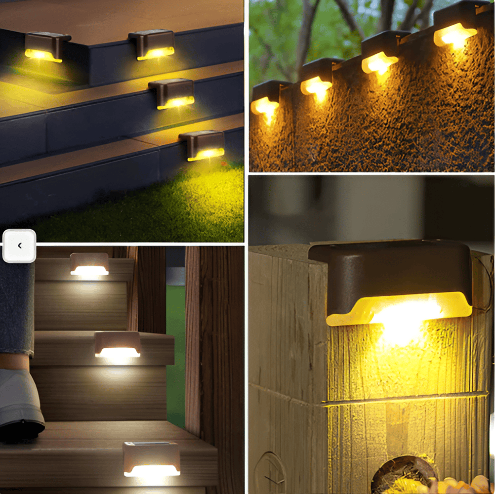 PathStep Lights - Pack de 2/4/8 lampes LED - Éclairage solaire étanche pour escaliers - Applique murale pour usage extérieur