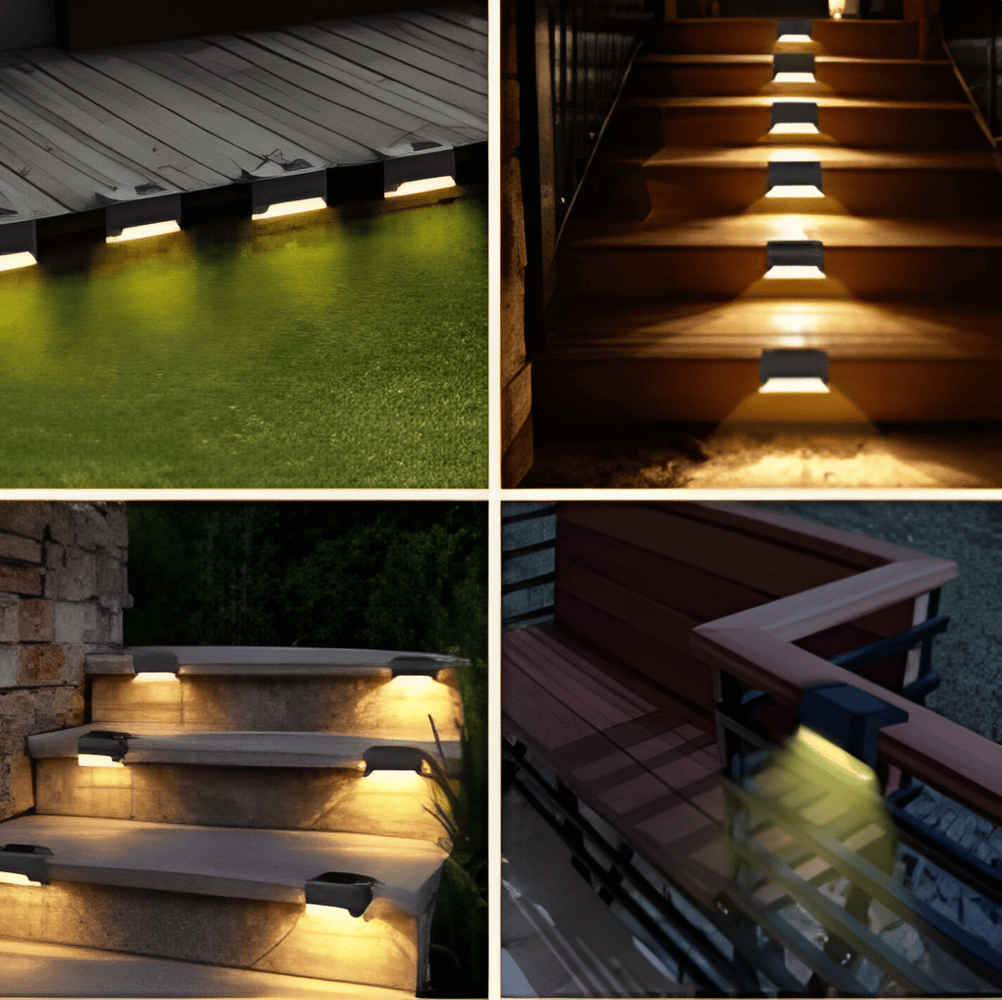 PathStep Lights - Pack de 2/4/8 lampes LED - Éclairage solaire étanche pour escaliers - Applique murale pour usage extérieur