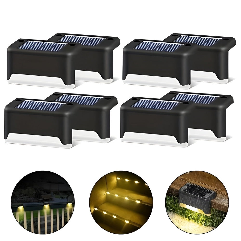 PathStep Lights - Pack de 2/4/8 lampes LED - Éclairage solaire étanche pour escaliers - Applique murale pour usage extérieur