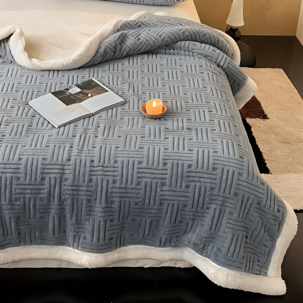 VeluraTwin – Plaid Doux Réversible avec Design Géométrique