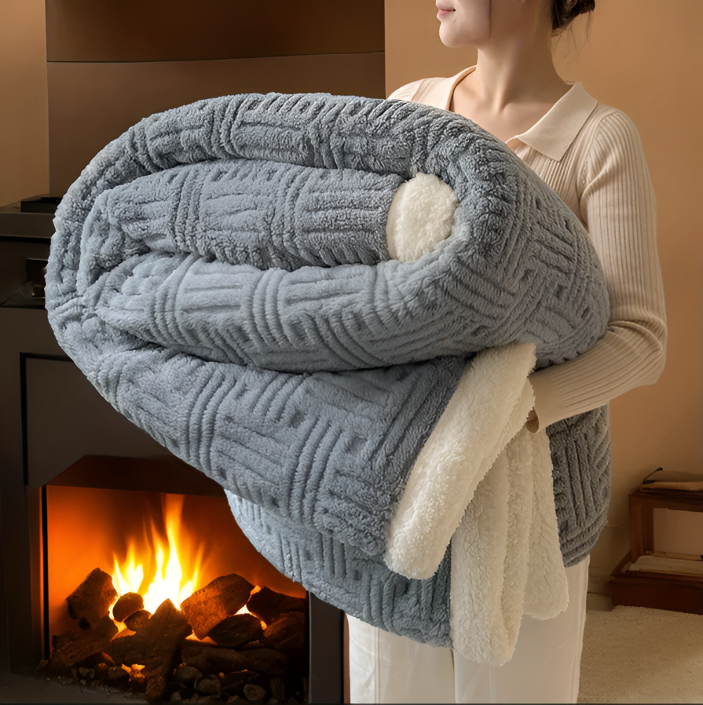 VeluraTwin – Plaid Doux Réversible avec Design Géométrique