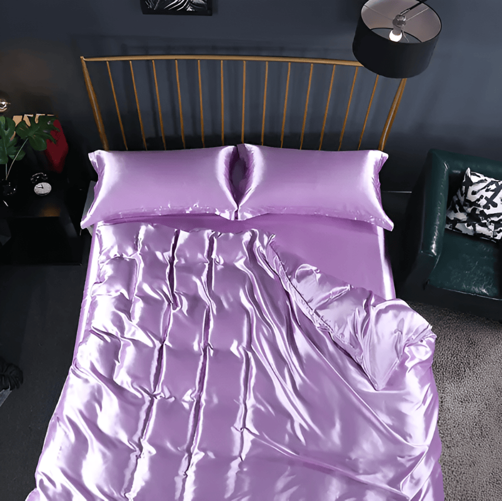 Luxe Soie Housse de Couette – Ensemble de Housse de Couette Exclusif en Soie de Murier avec 2 Taies d'Oreiller