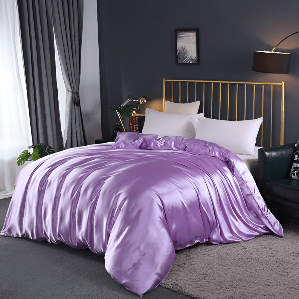 Luxe Soie Housse de Couette – Ensemble de Housse de Couette Exclusif en Soie de Murier avec 2 Taies d'Oreiller