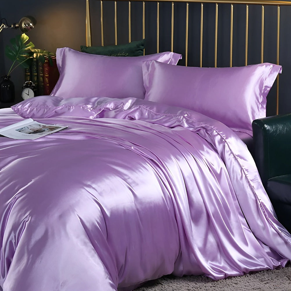 Luxe Soie Housse de Couette – Ensemble de Housse de Couette Exclusif en Soie de Murier avec 2 Taies d'Oreiller