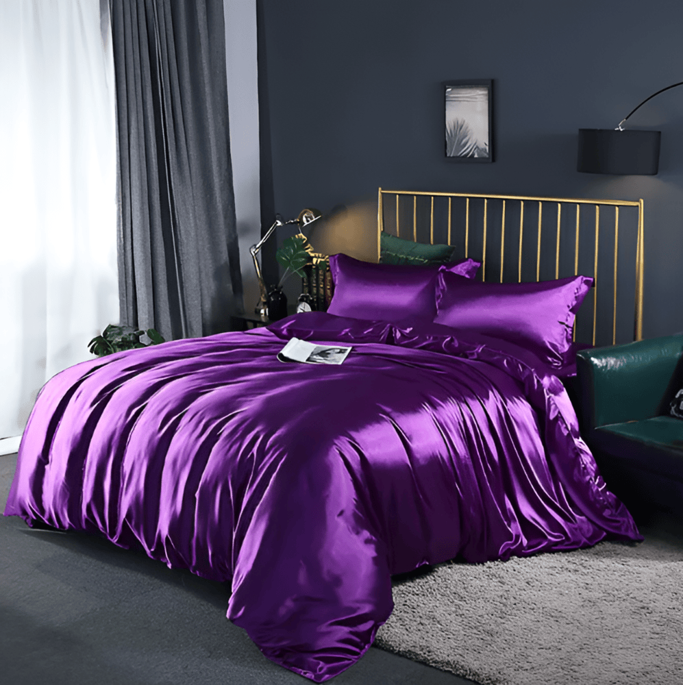 Luxe Soie Housse de Couette – Ensemble de Housse de Couette Exclusif en Soie de Murier avec 2 Taies d'Oreiller