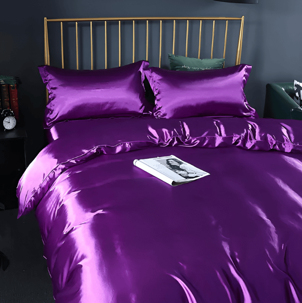 Luxe Soie Housse de Couette – Ensemble de Housse de Couette Exclusif en Soie de Murier avec 2 Taies d'Oreiller