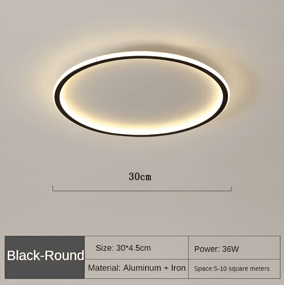 Plafonnier rond LED dimmable en métal et verre – plafonnier moderne