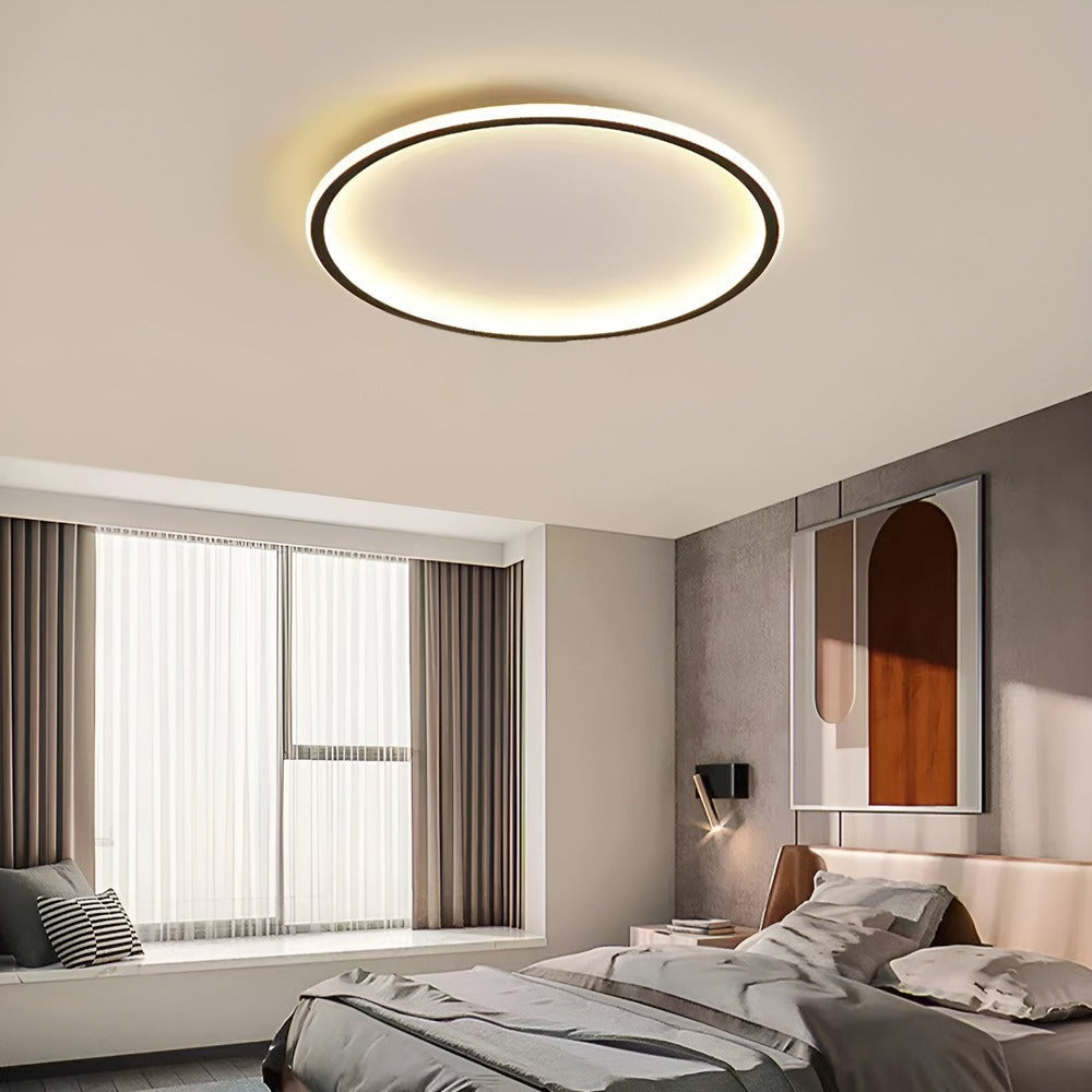Plafonnier rond LED dimmable en métal et verre – plafonnier moderne