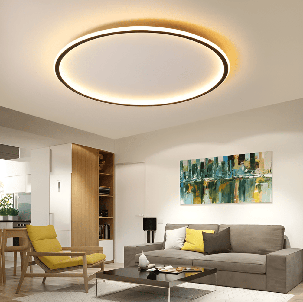 Plafonnier rond LED dimmable en métal et verre – plafonnier moderne
