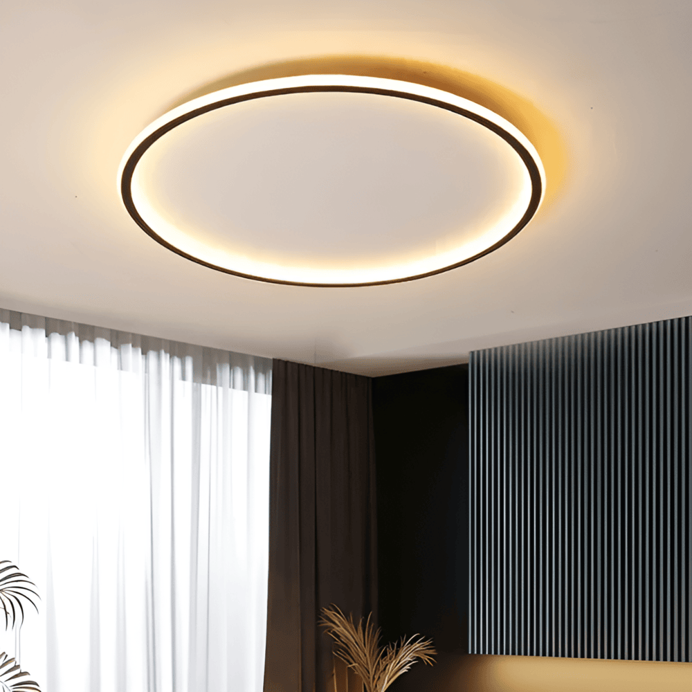 Plafonnier rond LED dimmable en métal et verre – plafonnier moderne
