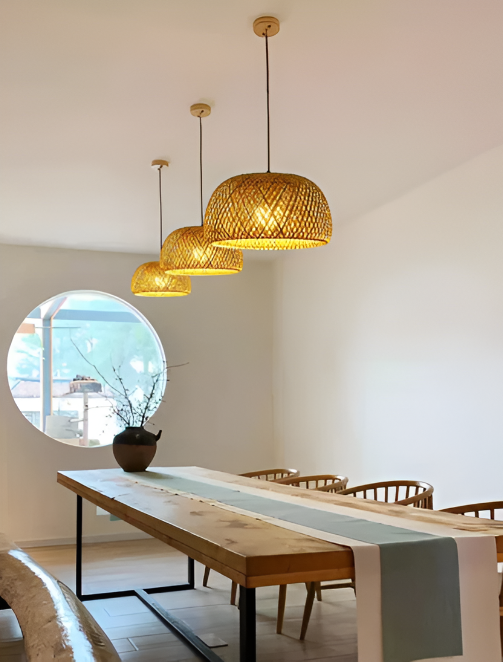 Suspension en Rattan Esthétique - Lampe à Pendre en Bambou Tressé à la Main