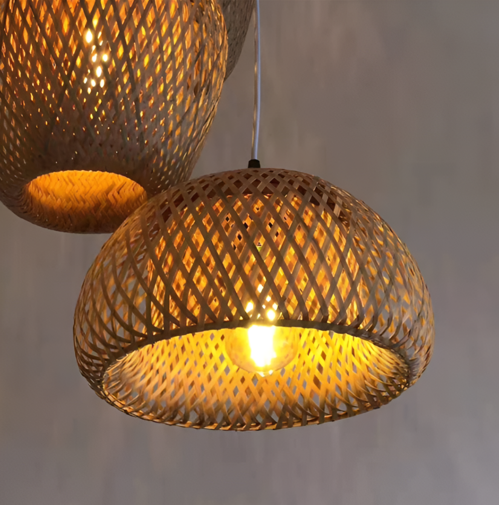 Suspension en Rattan Esthétique - Lampe à Pendre en Bambou Tressé à la Main