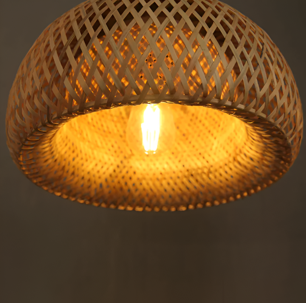 Suspension en Rattan Esthétique - Lampe à Pendre en Bambou Tressé à la Main