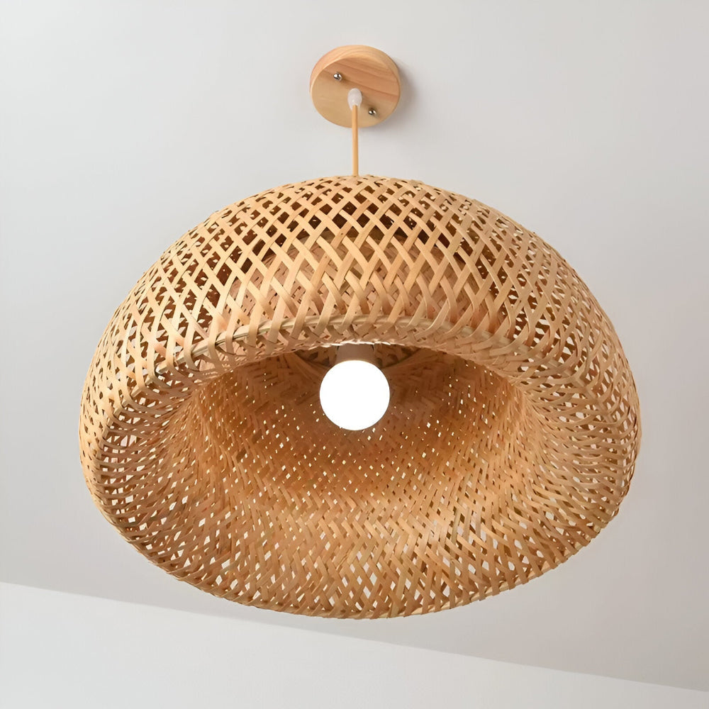 Suspension en Rattan Esthétique - Lampe à Pendre en Bambou Tressé à la Main
