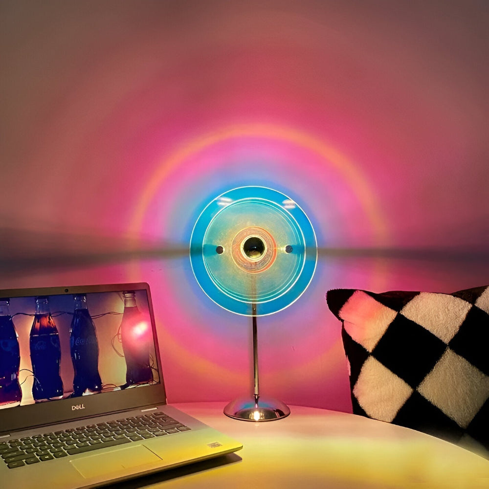 Lampe de table Rays - Lampe de table LED rétro disque