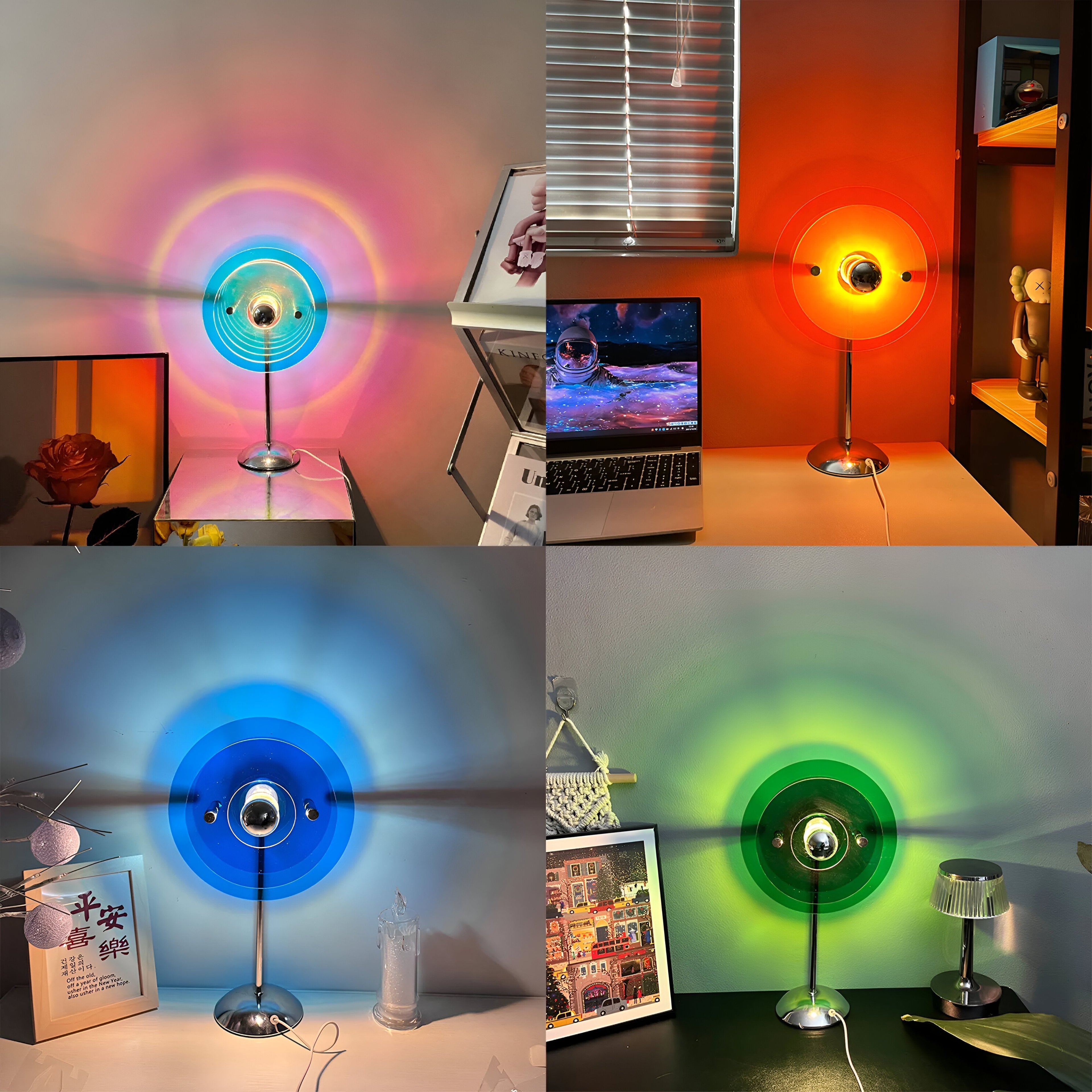Lampe de table Rays - Lampe de table LED rétro disque