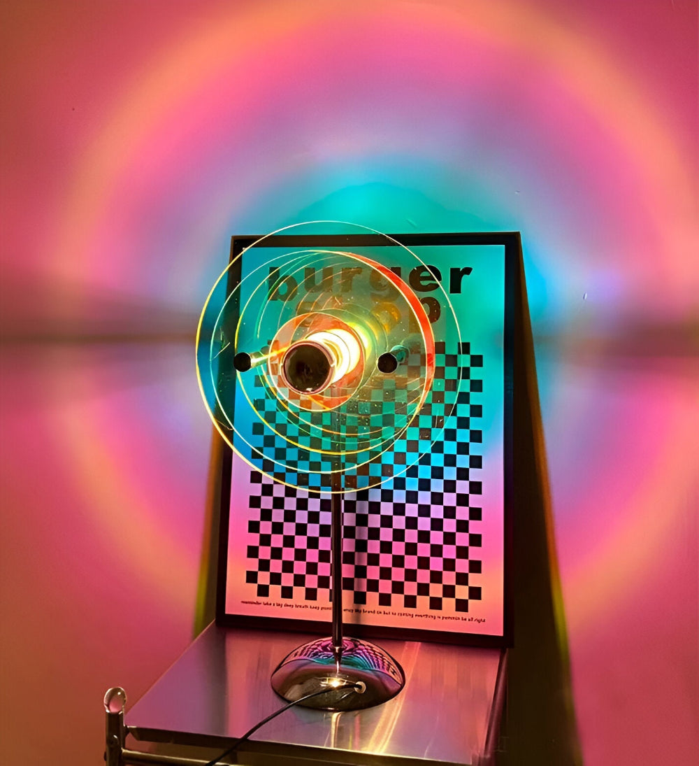 Lampe de table Rays - Lampe de table LED rétro disque