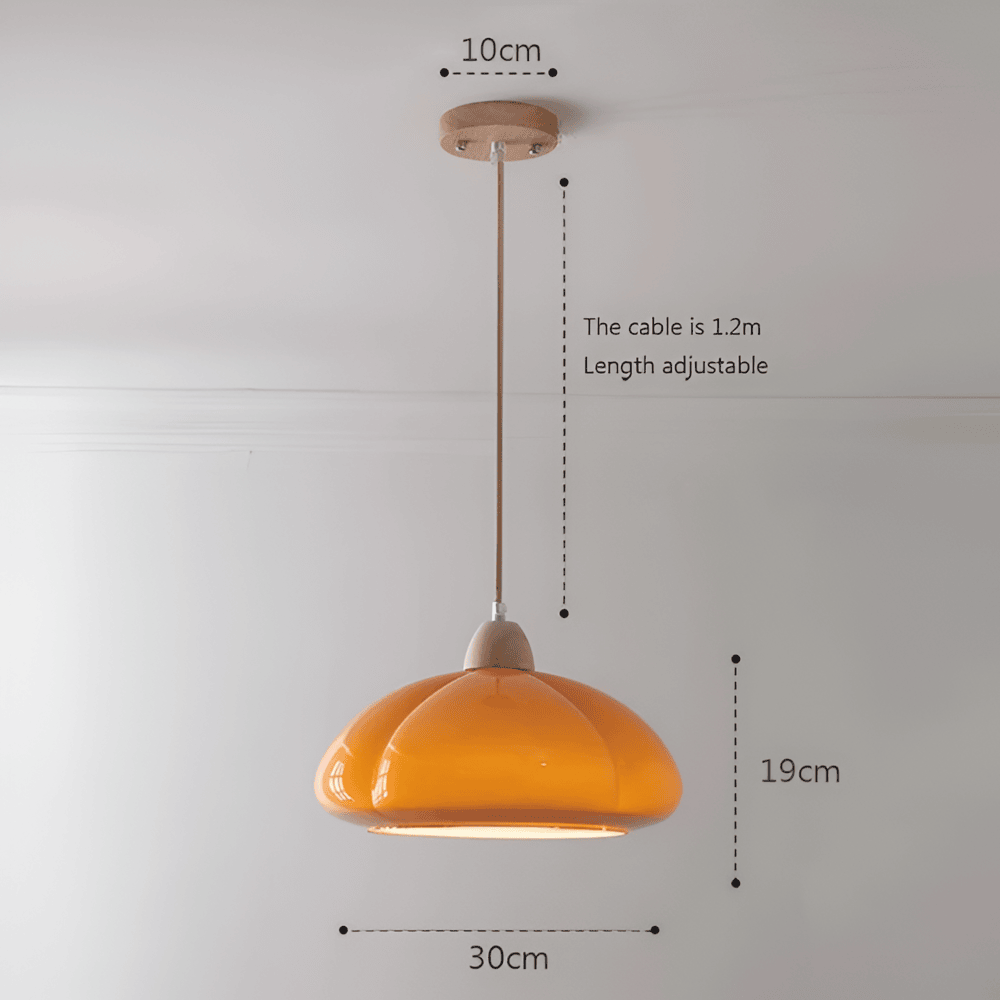 Suspension en verre et bois – lampe rétro au design nordique