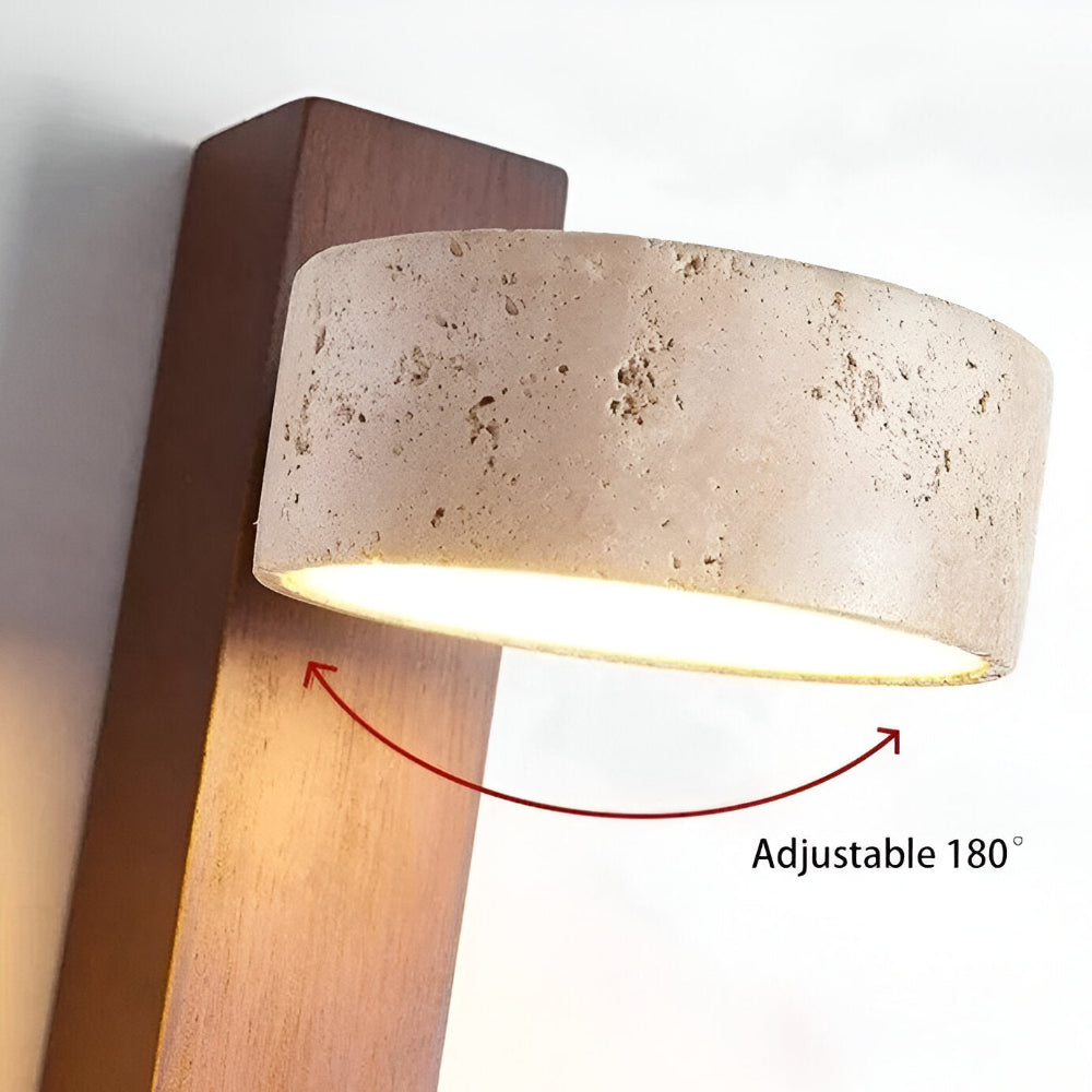 Applique murale ronde en pierre naturelle et bois – éclairage mural LED moderne